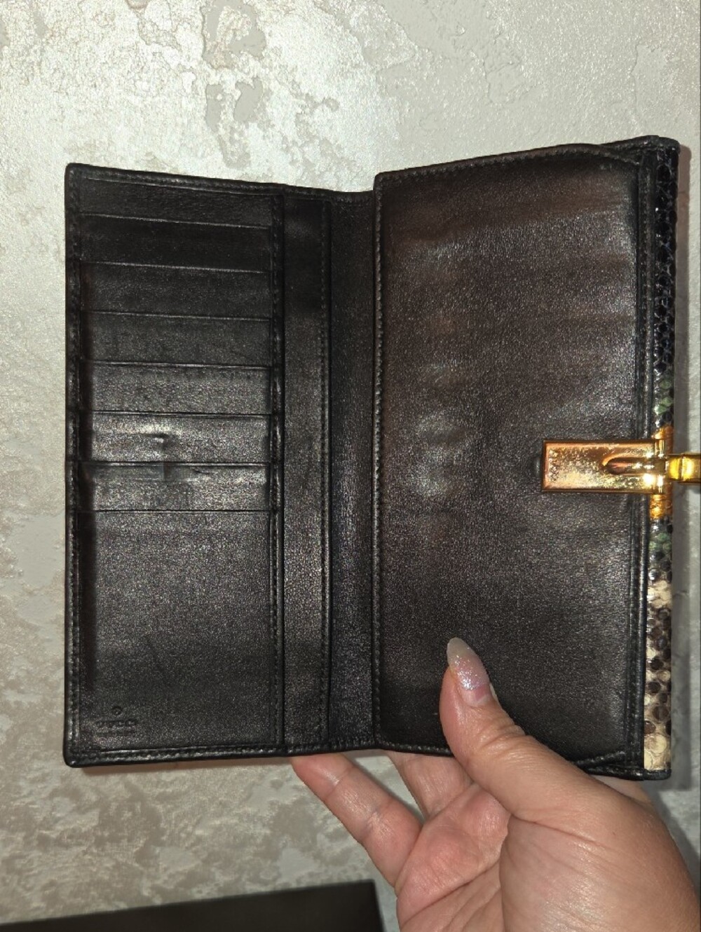 Gucci Multicolor Python Continental Wallet with Gold Snake Head With COA - Picture 8 of 11